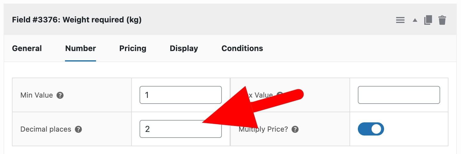 Setting for weight input decimal places