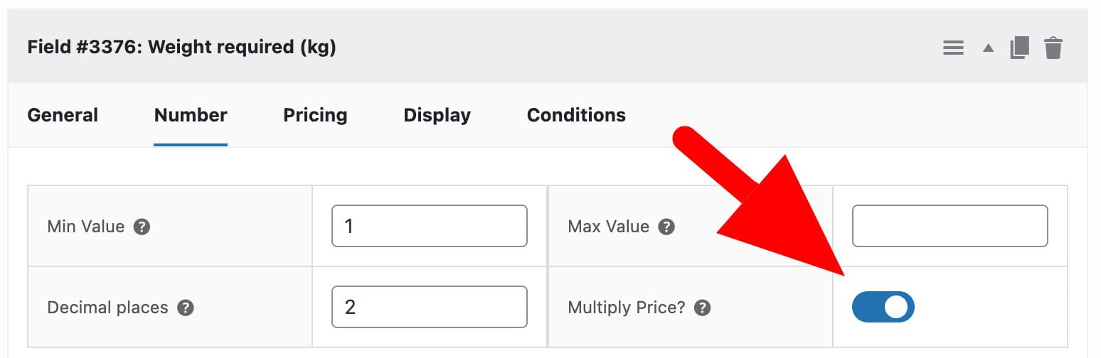 Multiply price per kg