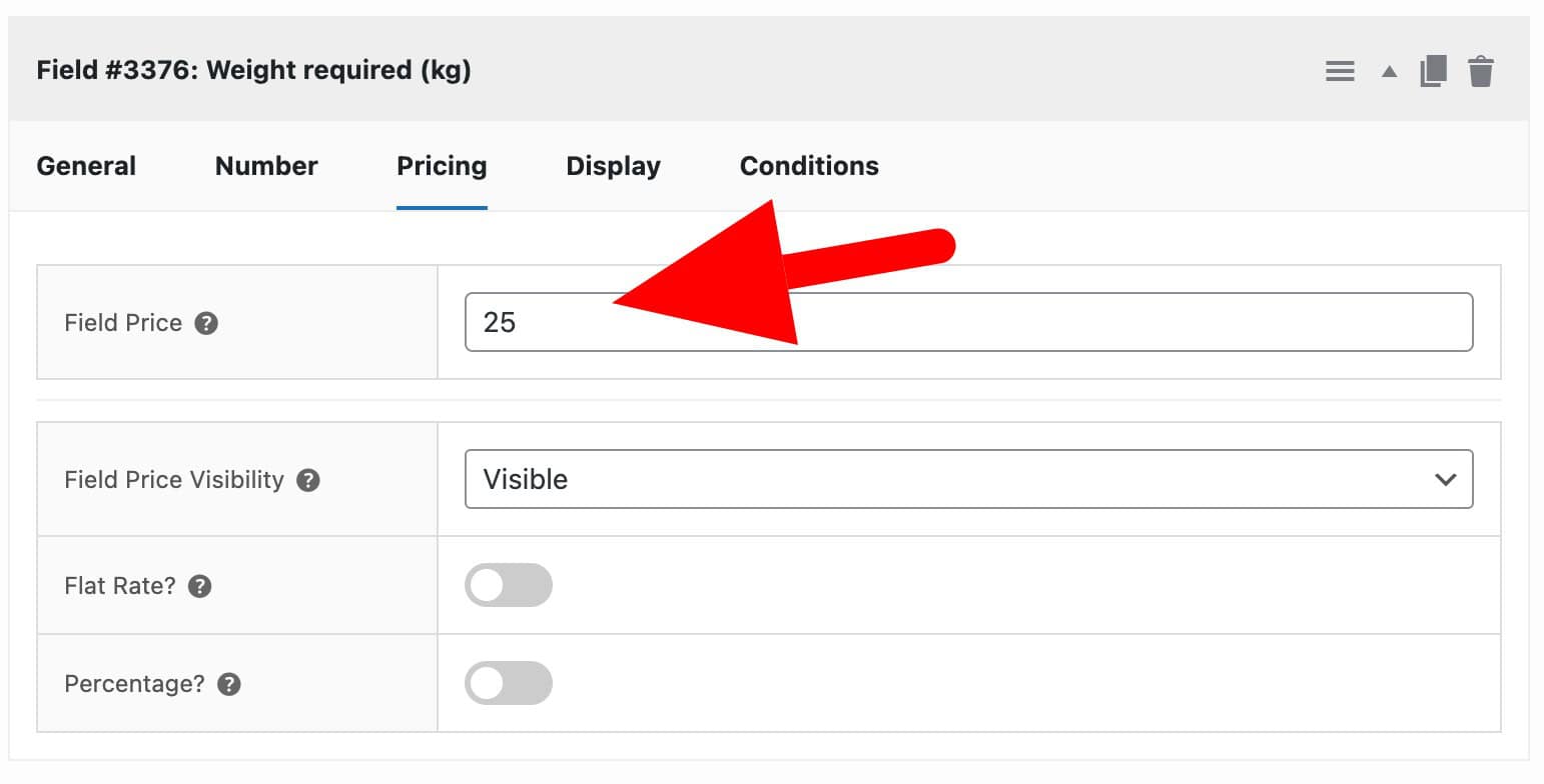 Price for weight field