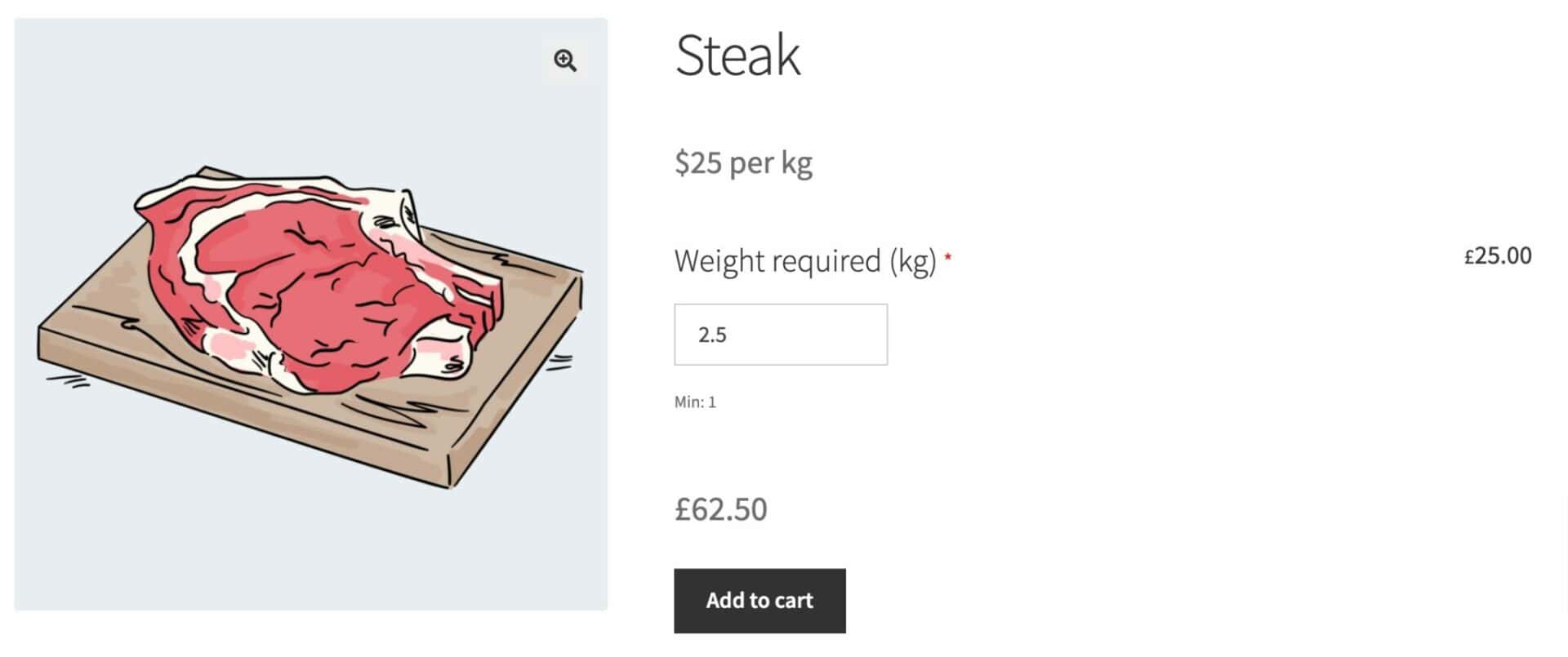 Sell meat by weight in WooCommerce