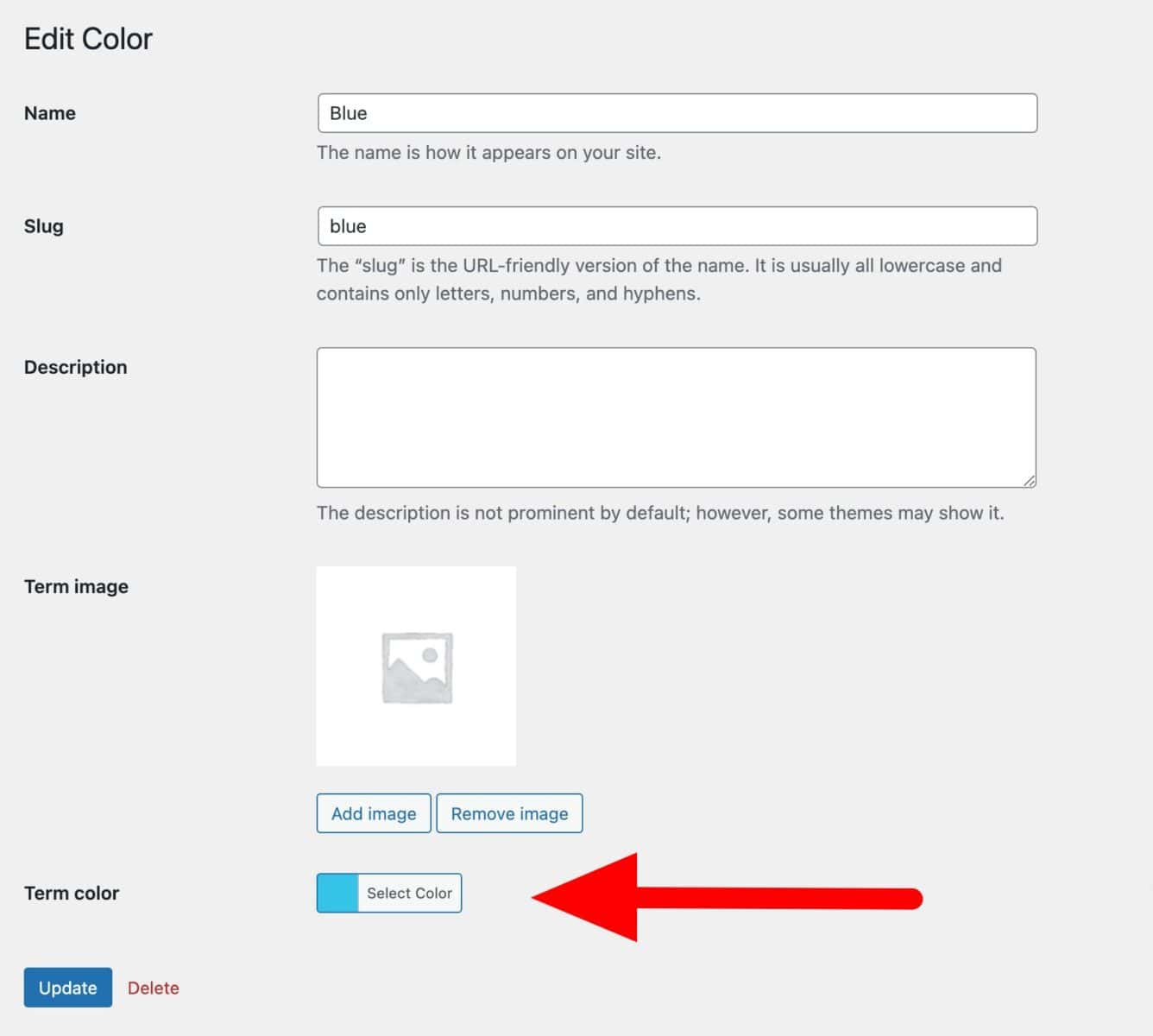 Set color for variation term