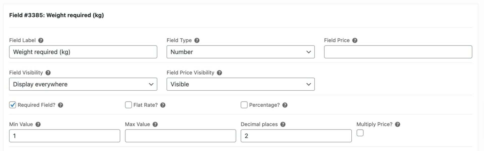 WooCommerce weight based input field