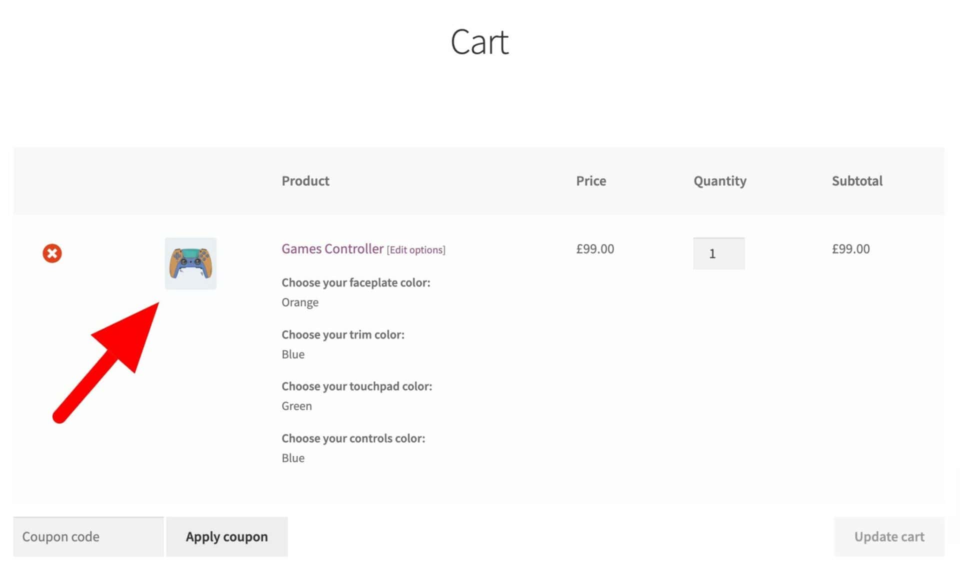 WooCommerce customizable product image thumbnail in cart