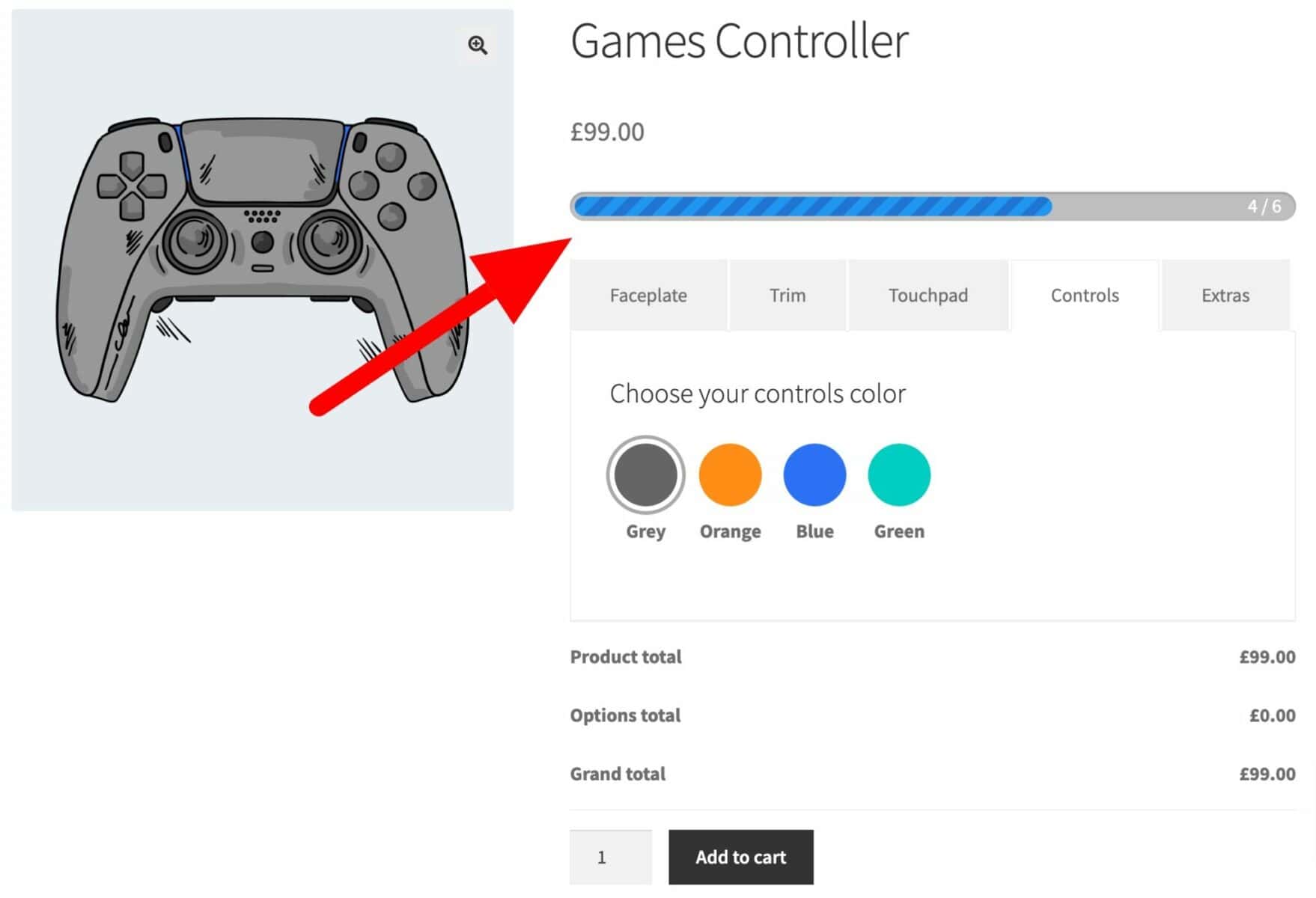 WooCommerce customizable product progress bar