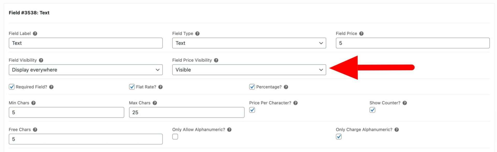 WooCommerce field price visibility setting