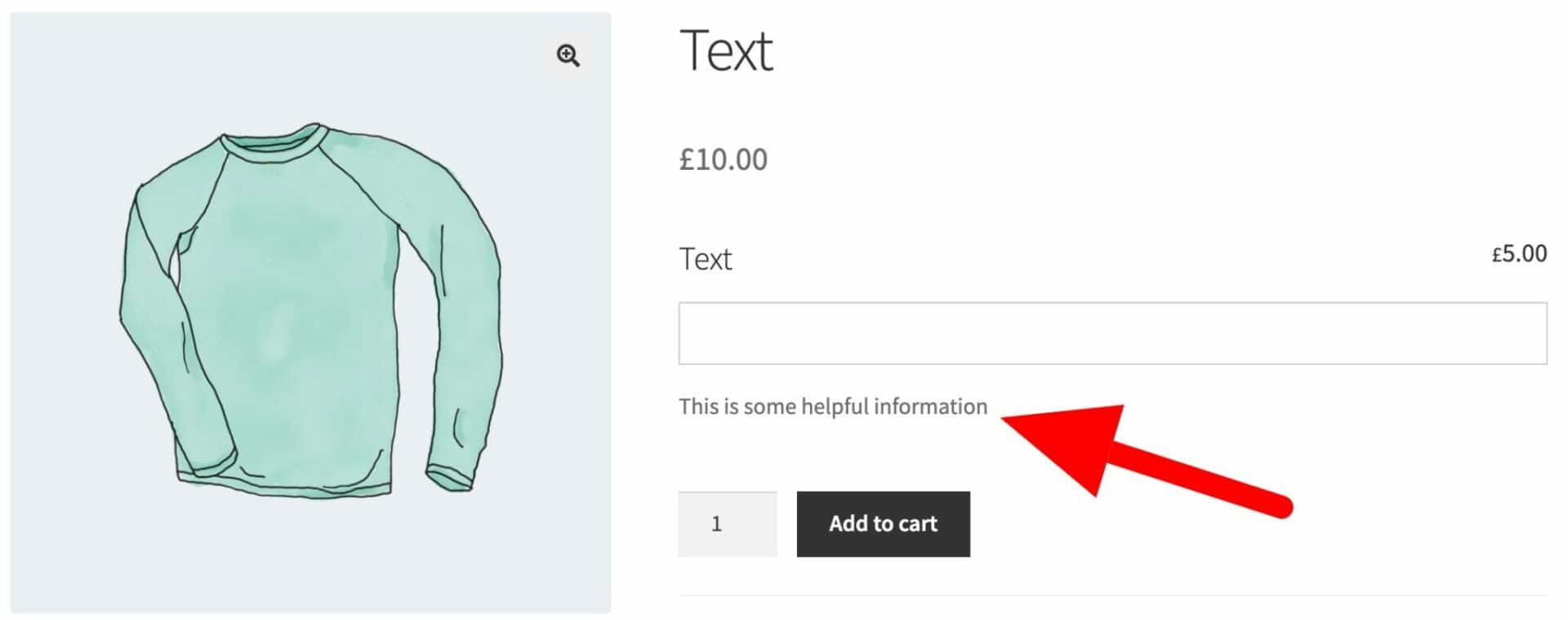 Extra description for text field on WooCommerce product page