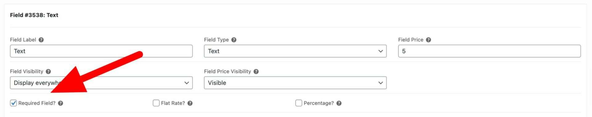Required setting for WooCommerce text field