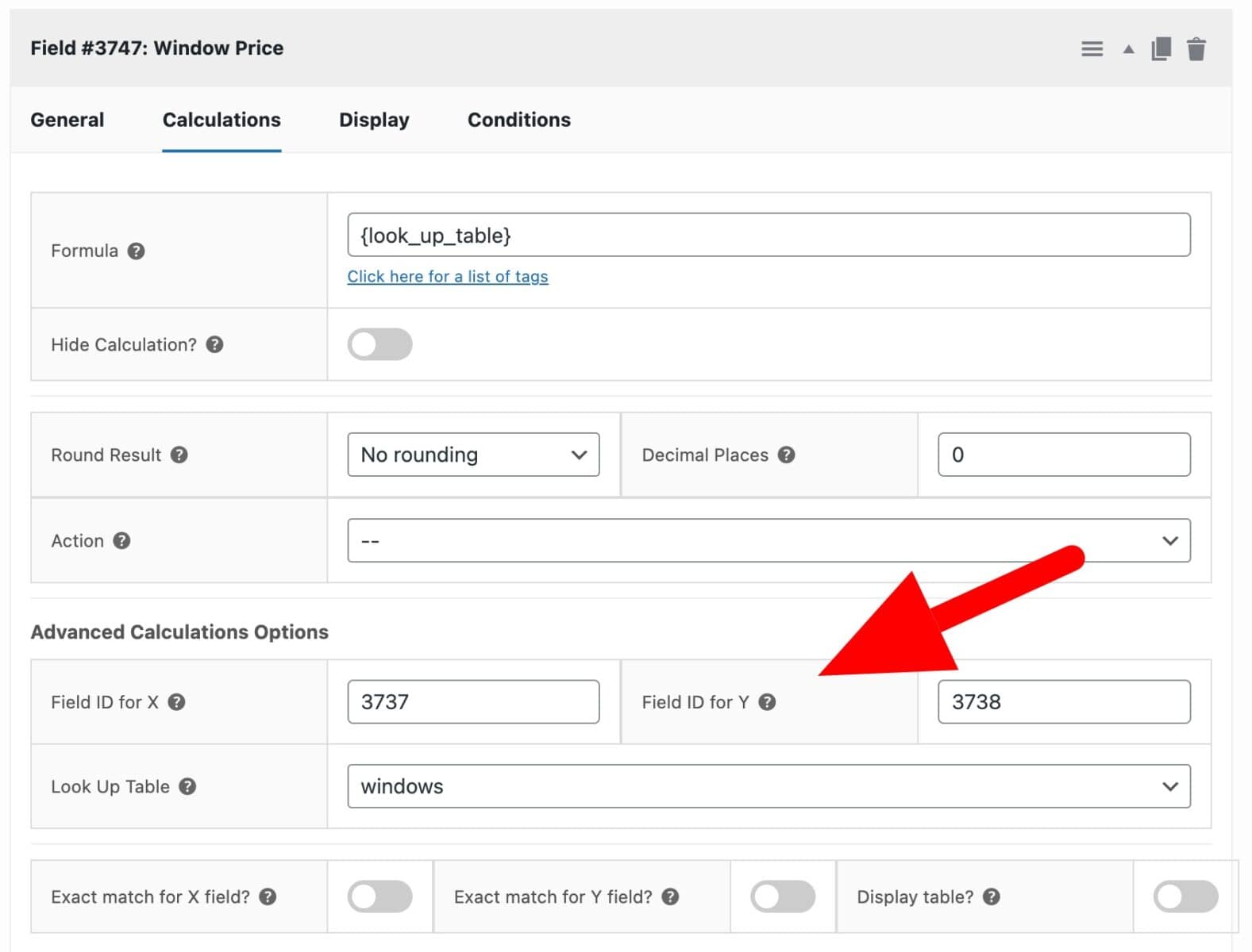 Calculation field setting for customizable window product