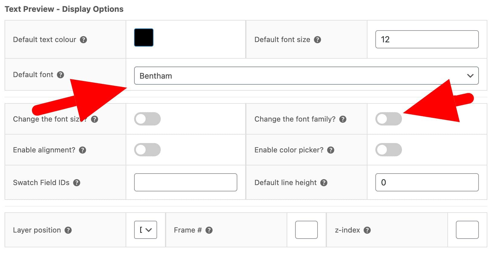 Setting for single font only
