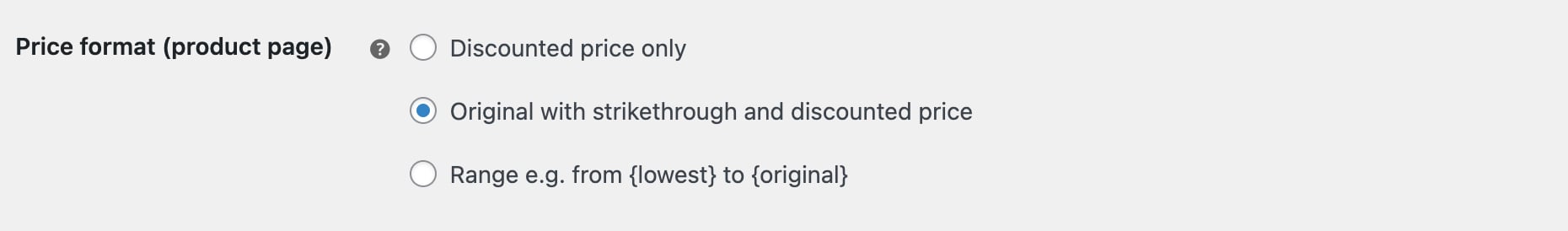 Display original price with strikethrough setting
