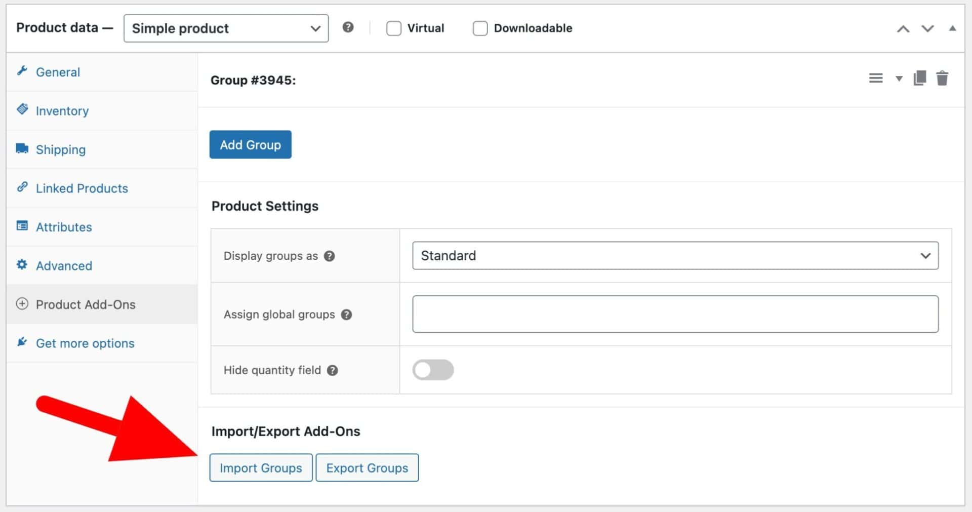 Import add-on groups