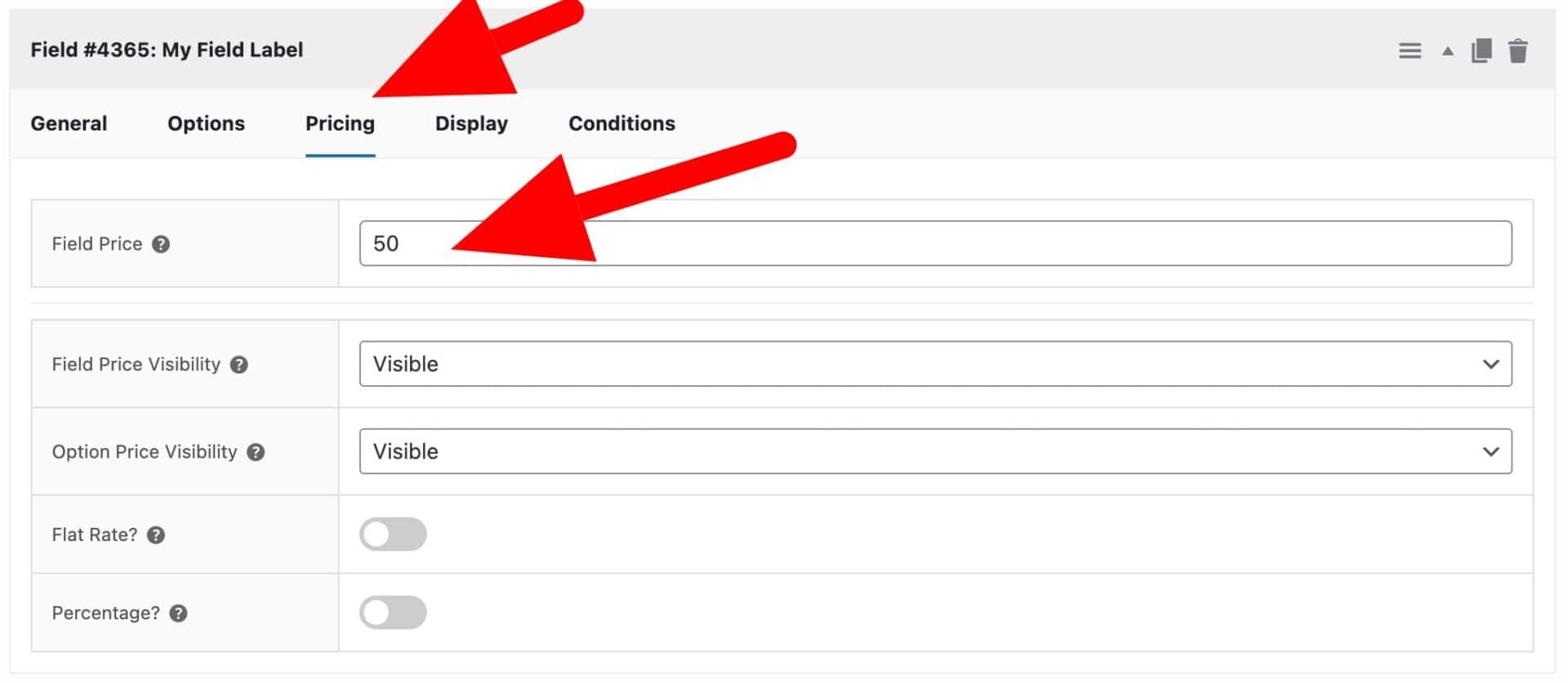 Option prices setting