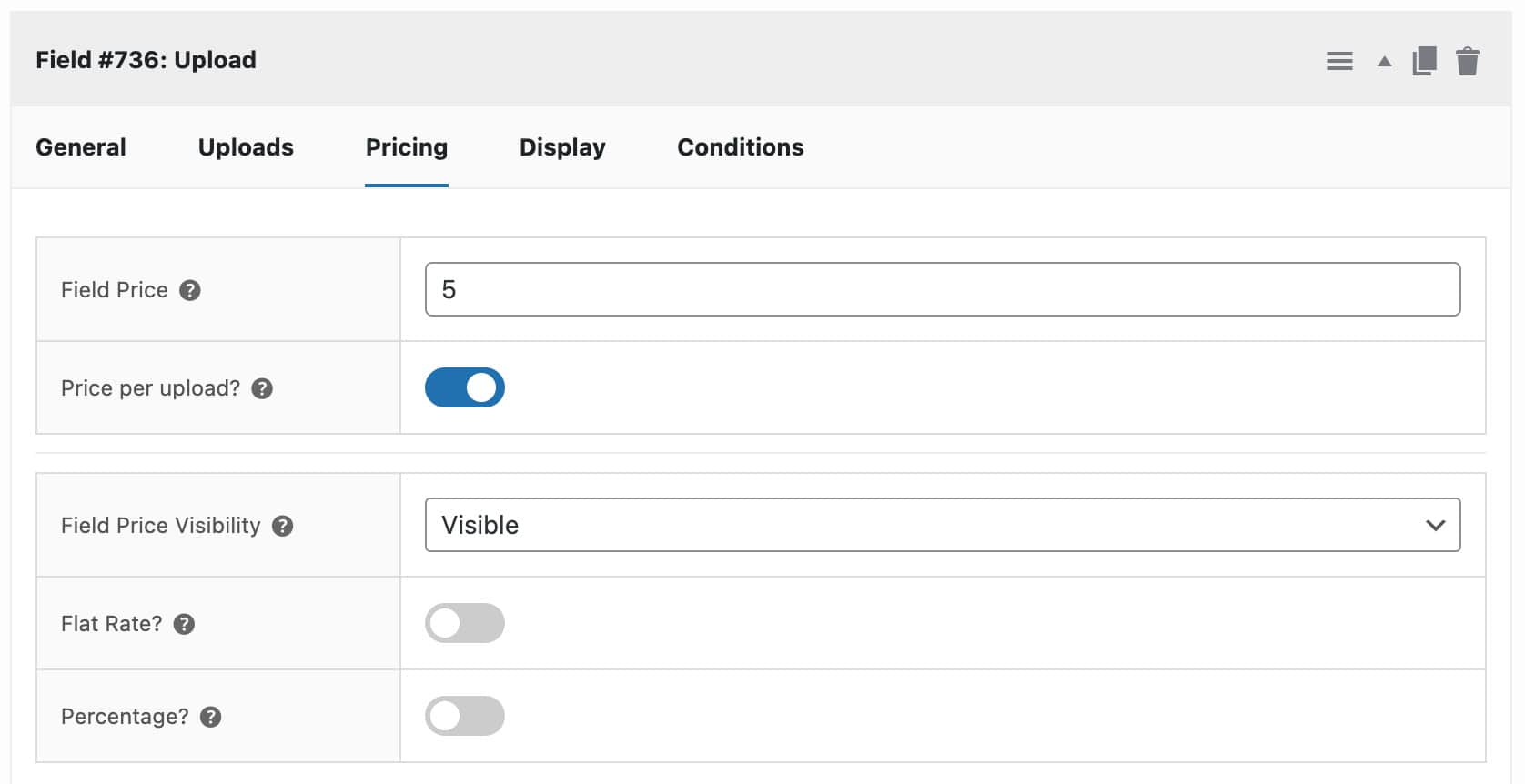 WooCommerce upload field price