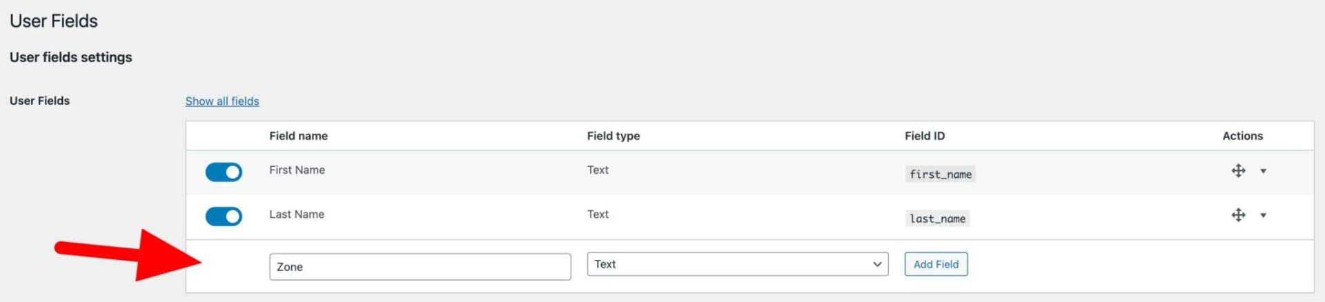 Add new registration field