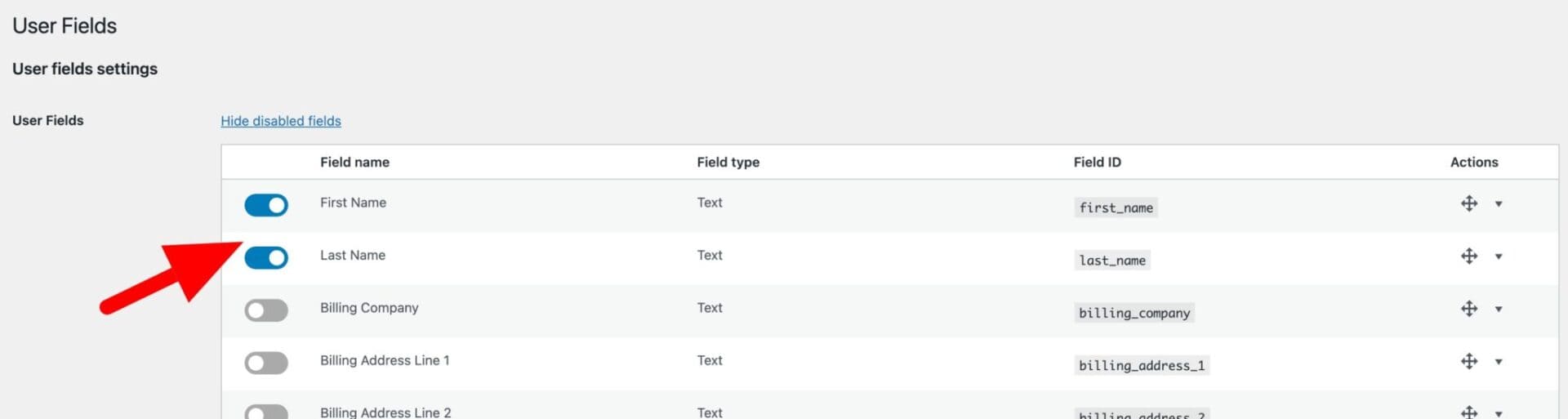 Registration form field toggle