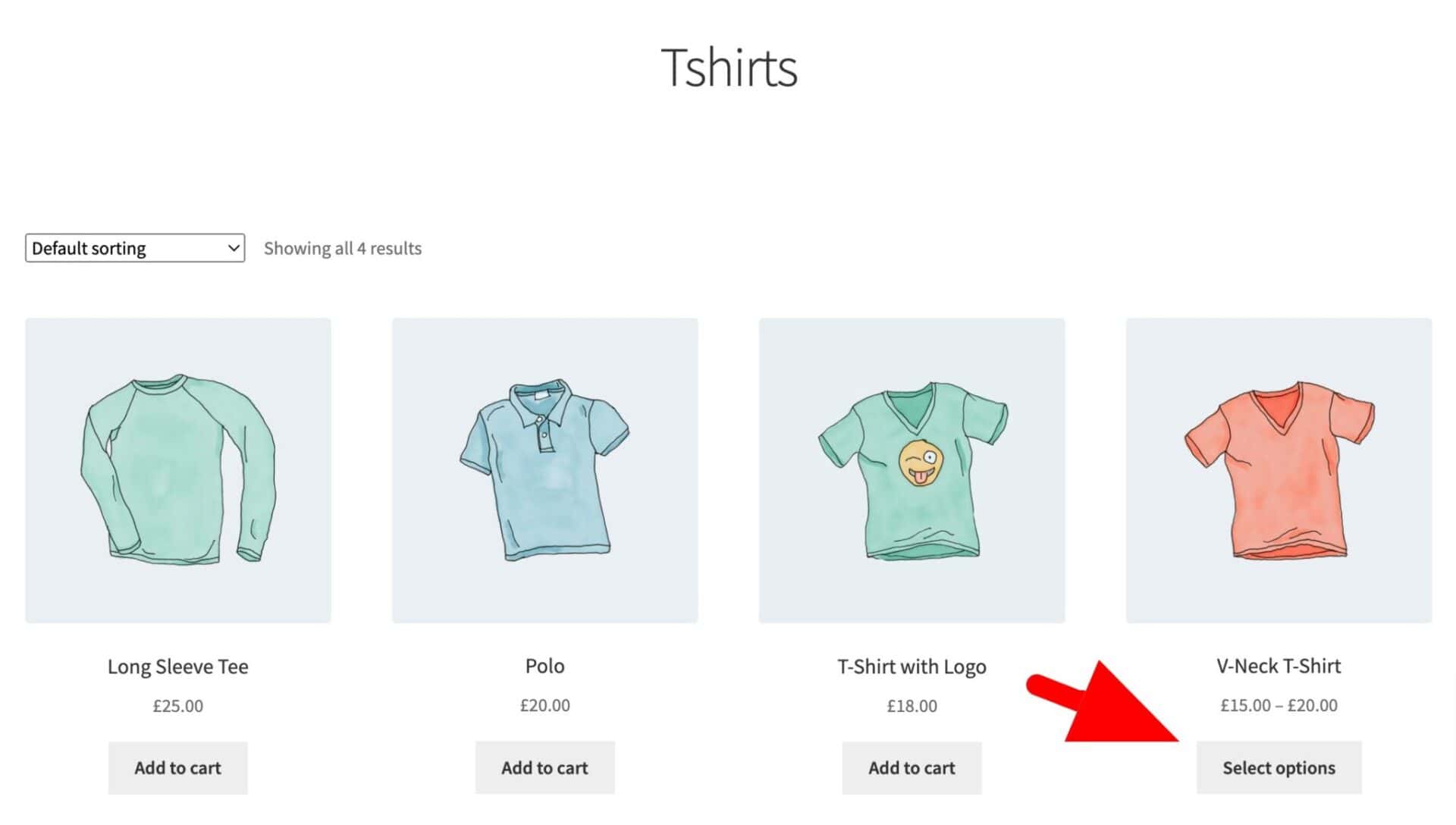 Standard WooCommerce archive layout