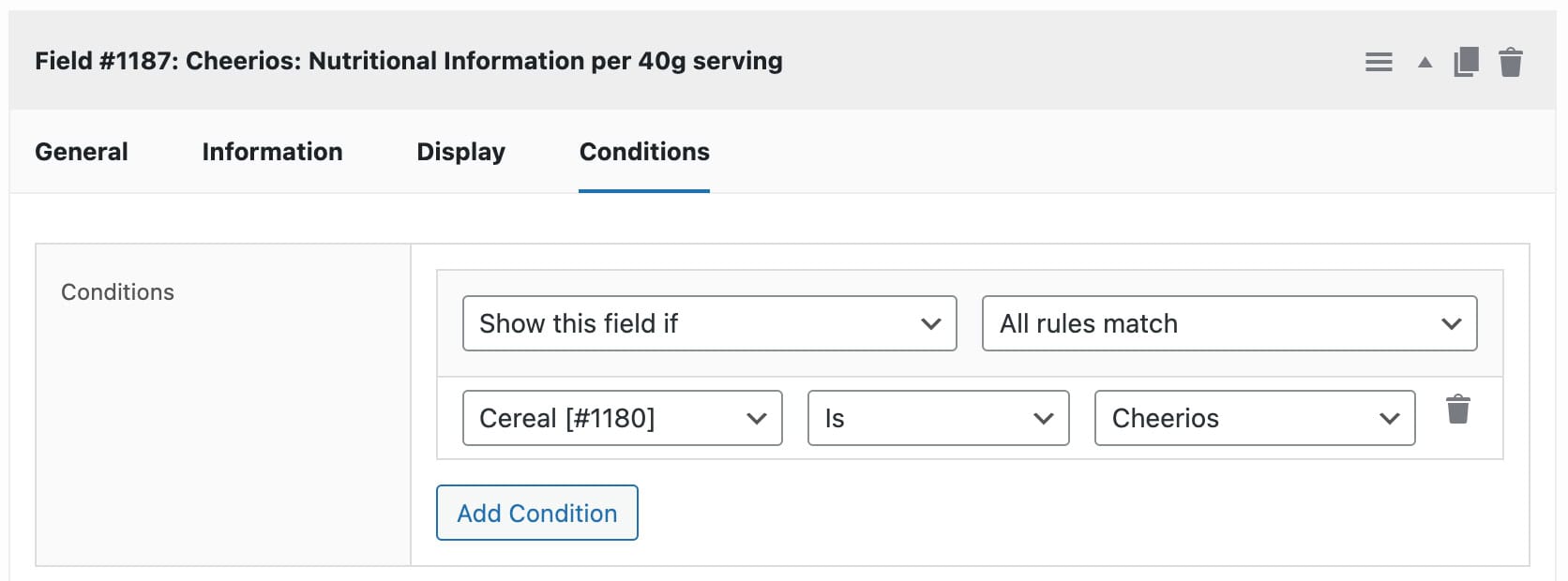 Conditional custom fields