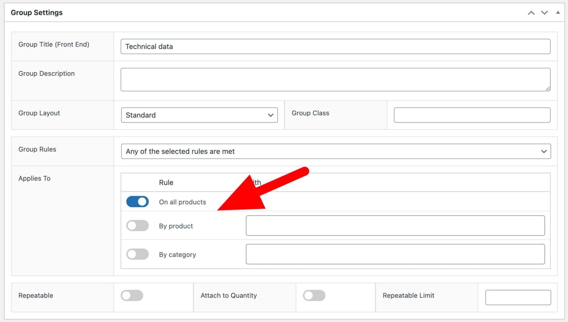 WooCommerce global information field settings
