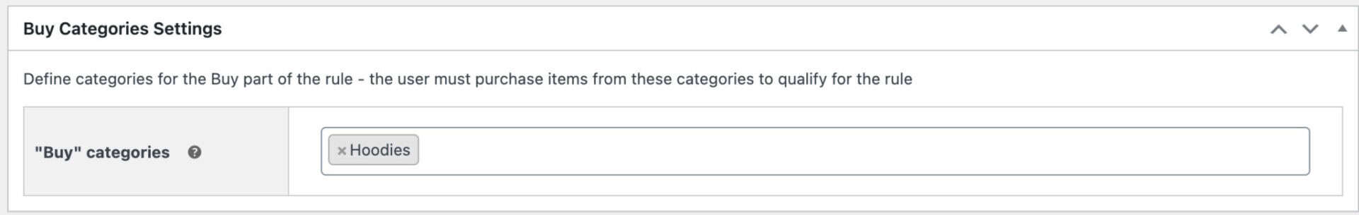 Buy categories setting
