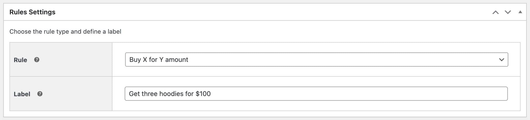 Buy X for Y amount rule
