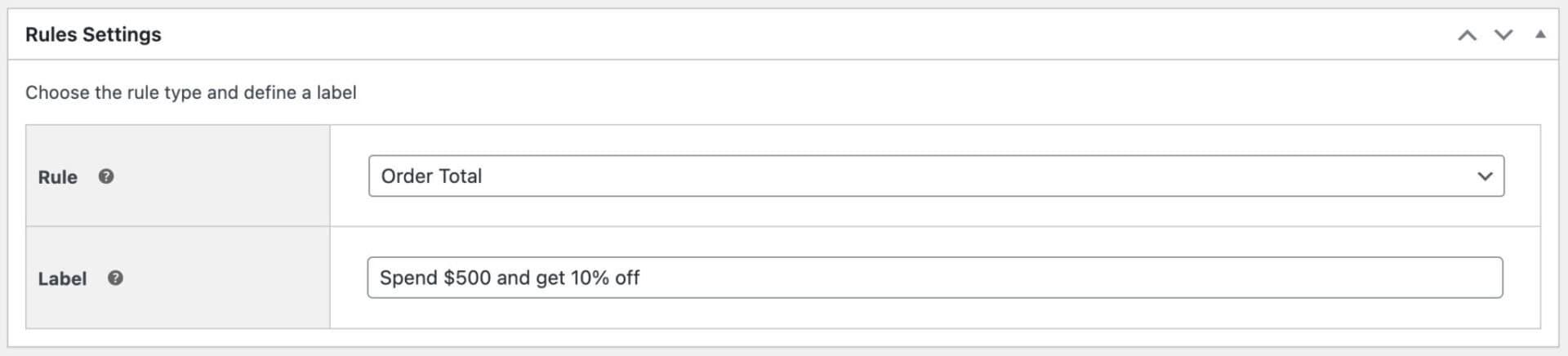 Order Total rule setting