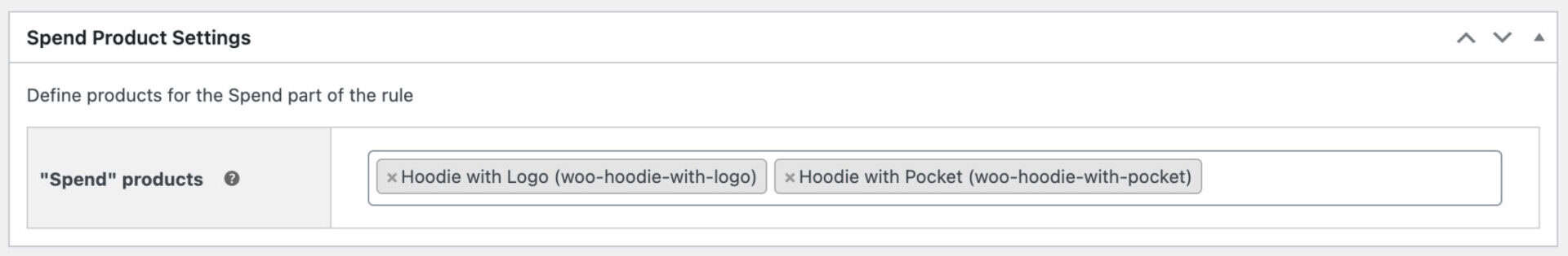 Spend Products Settings