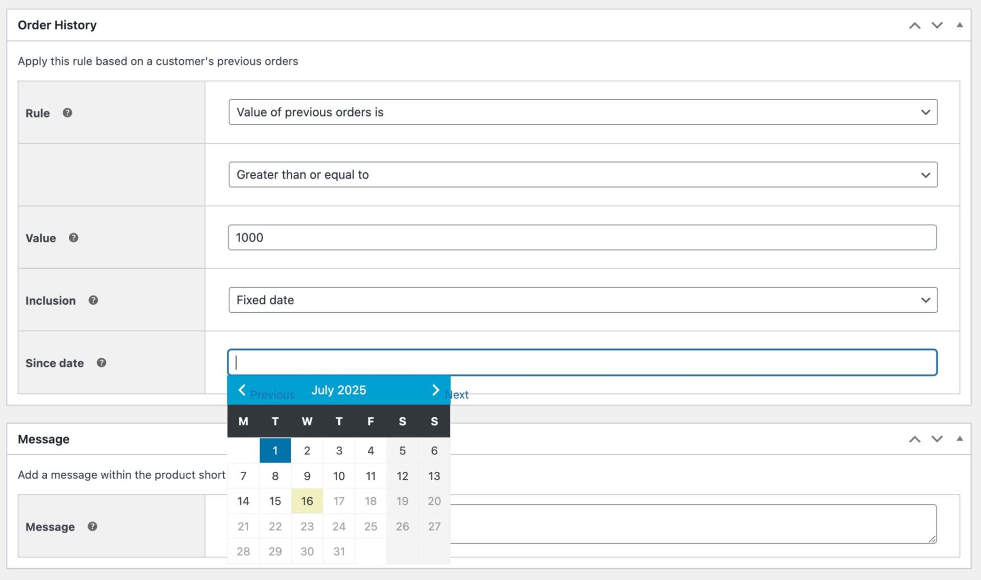 Select orders since date