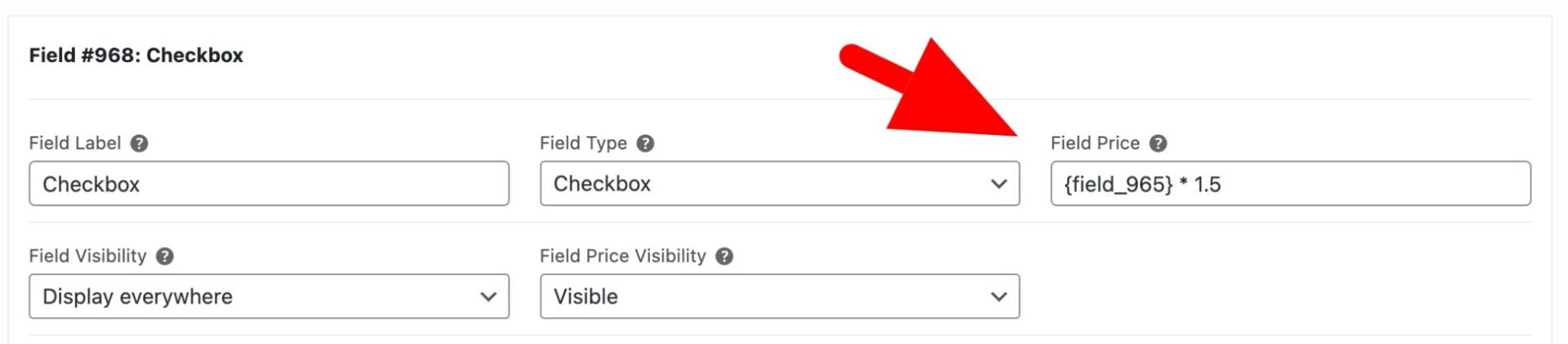Add-on field price formula