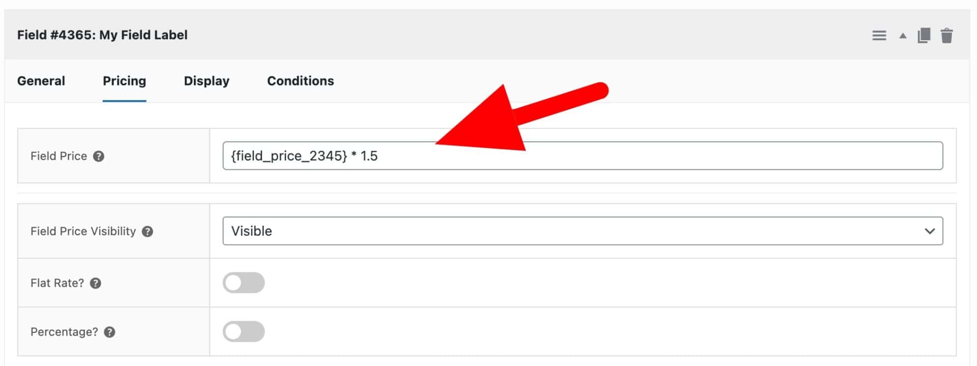 Add-on field price formula