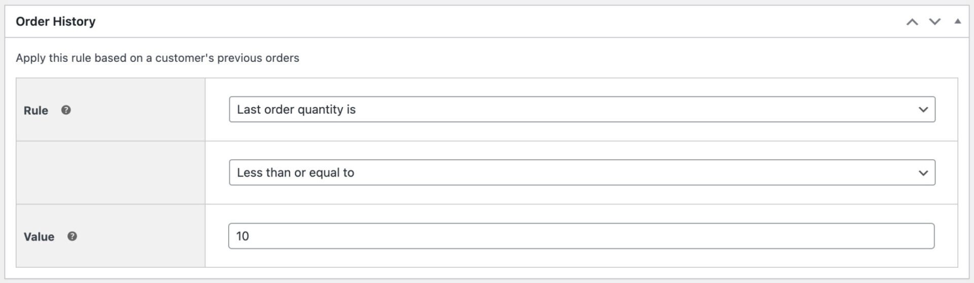 WooCommerce last order quantity discount rule setting