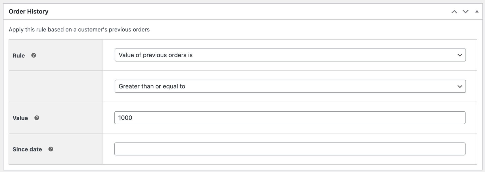 Discount based on user's order history