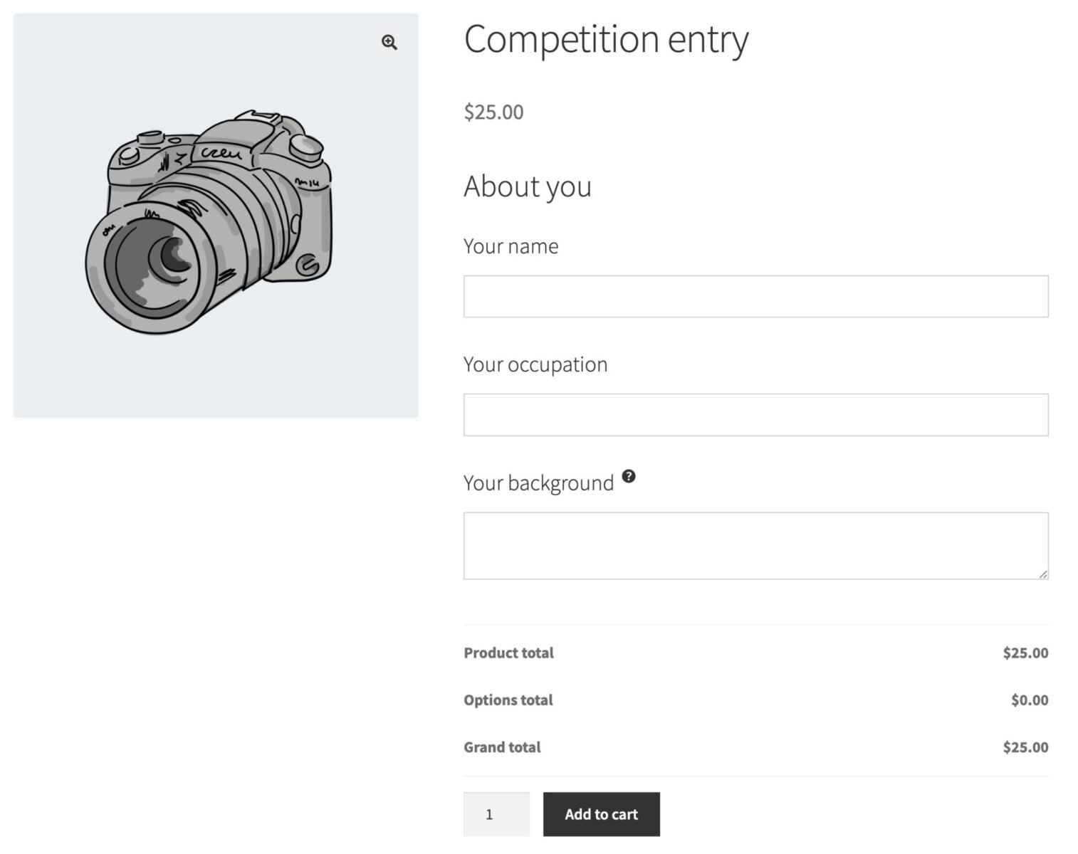 WooCommerce product form - front end