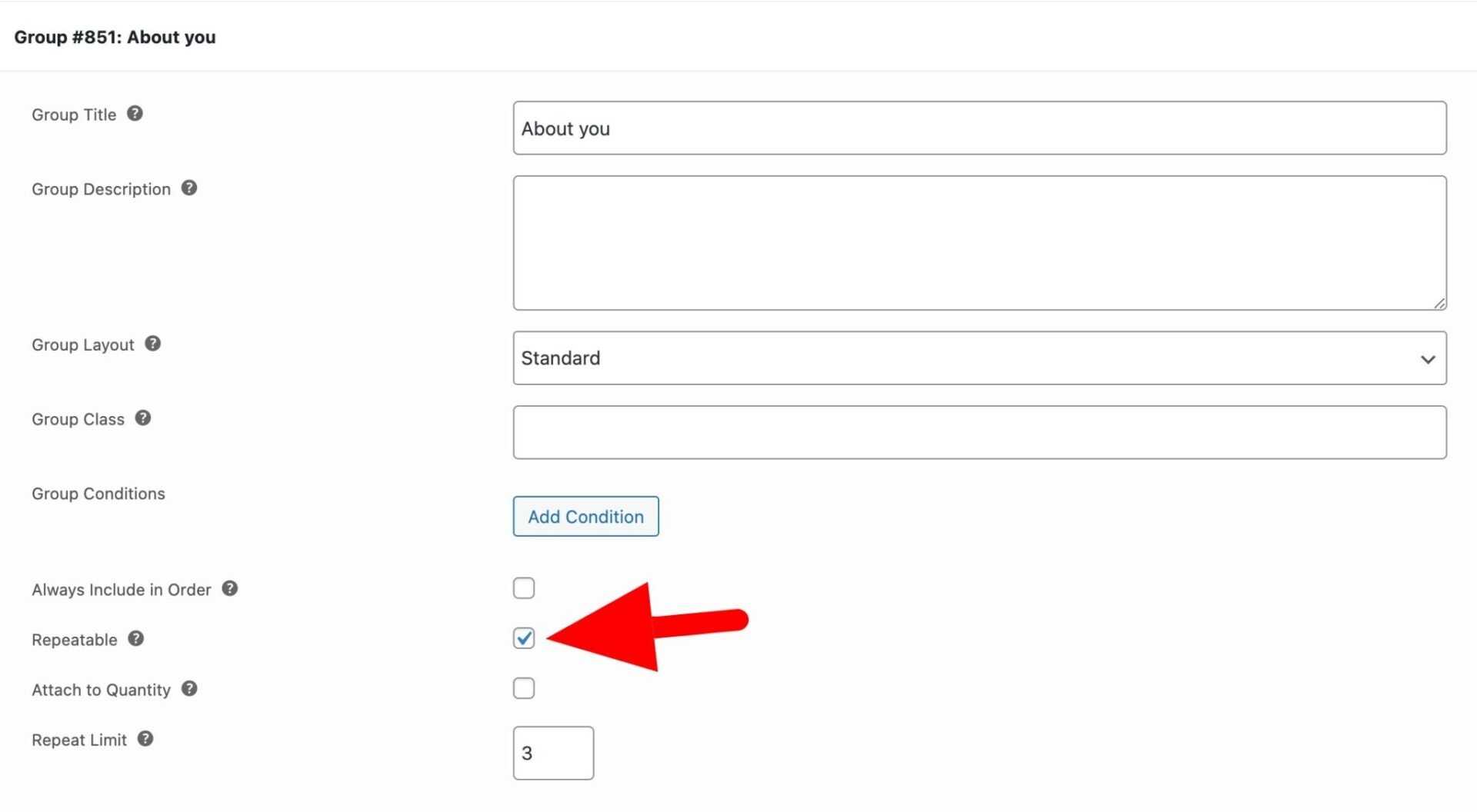 WooCommerce repeatable form fields