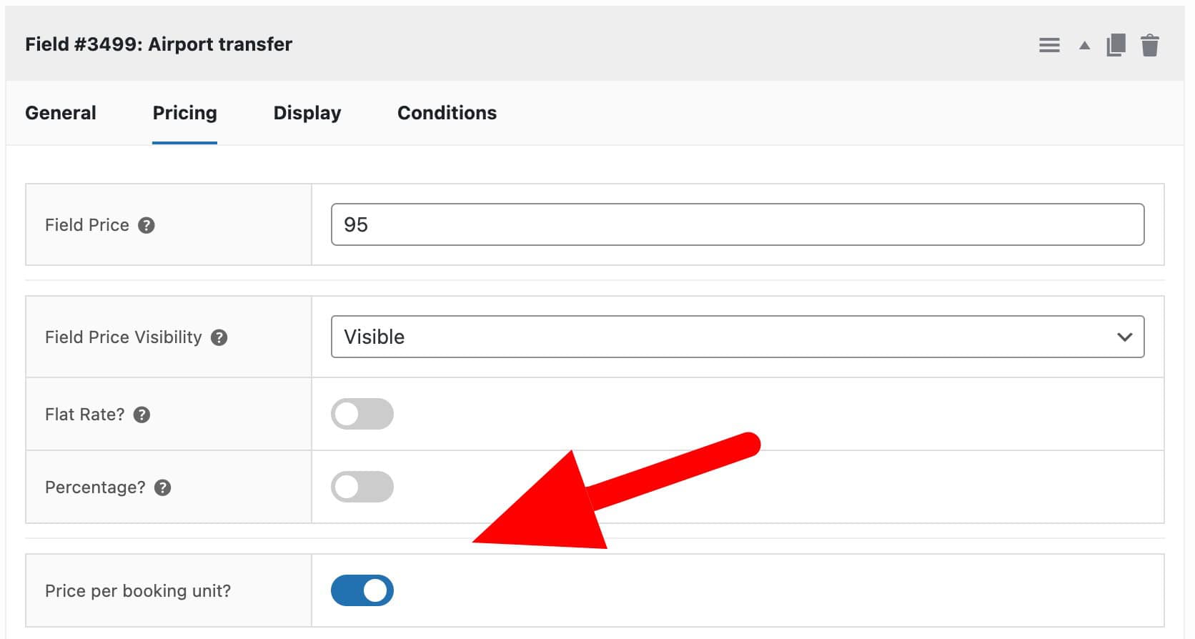 Extra checkbox field per booking unit