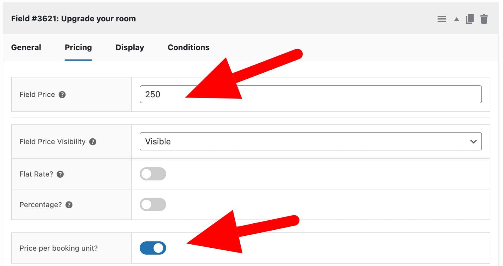 Price setting to upgrade room