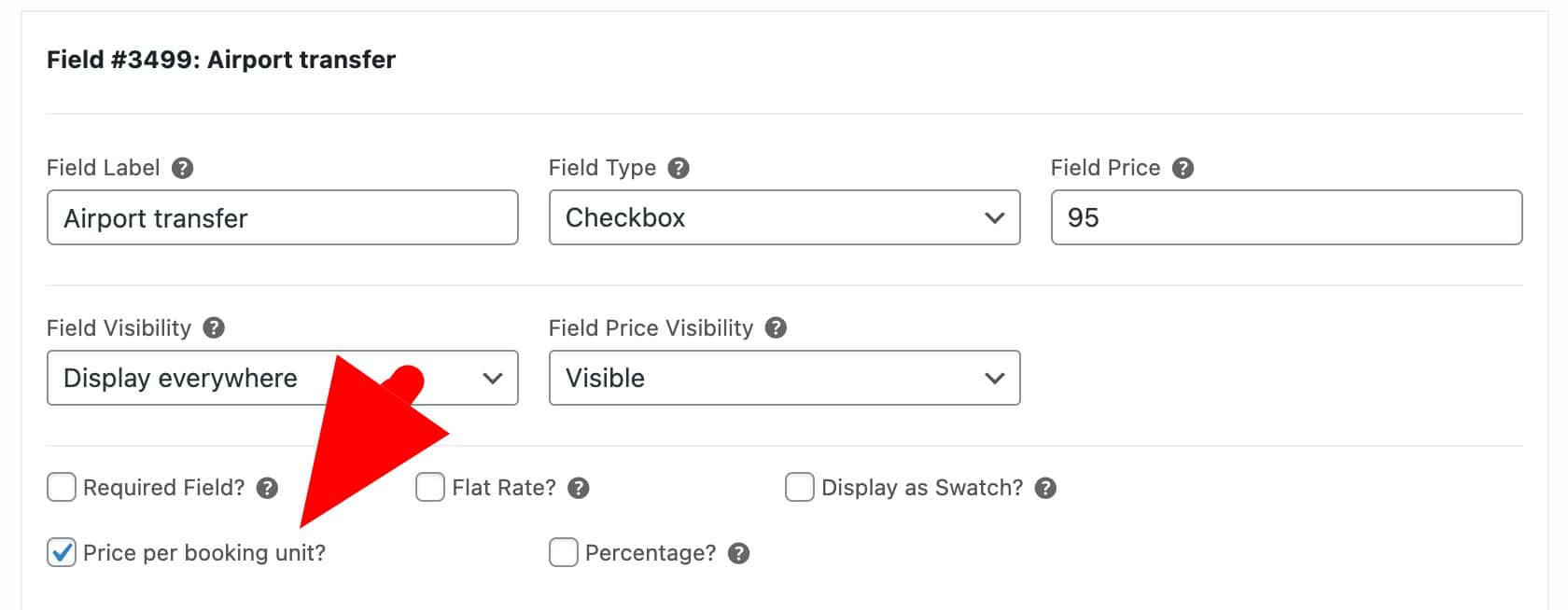 Extra checkbox field per booking unit