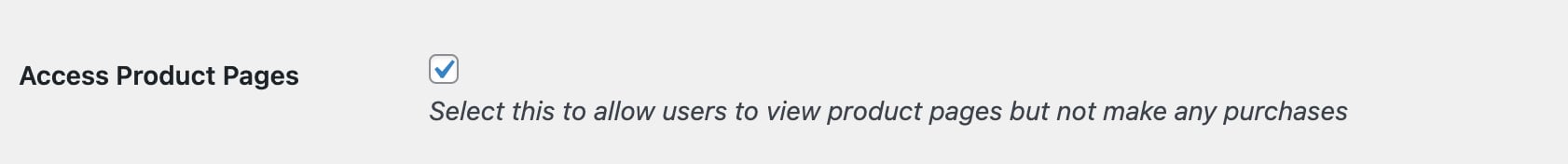 Access product pages setting