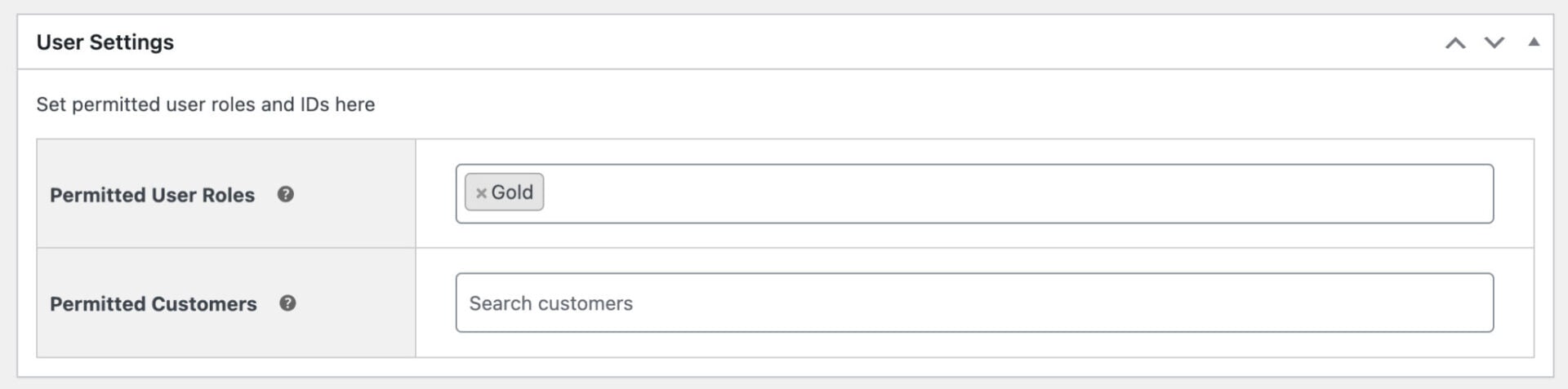 Permitted user roles setting for catalog mode