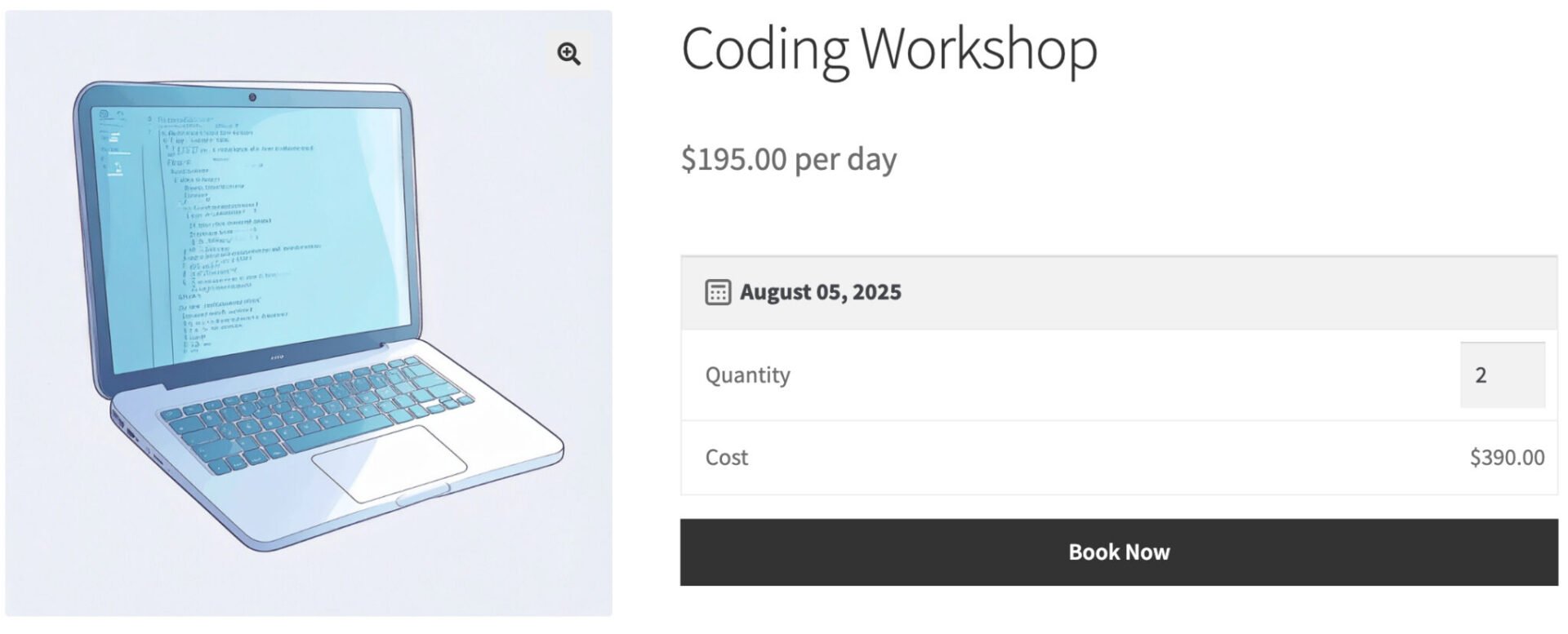 Coding workshop product page