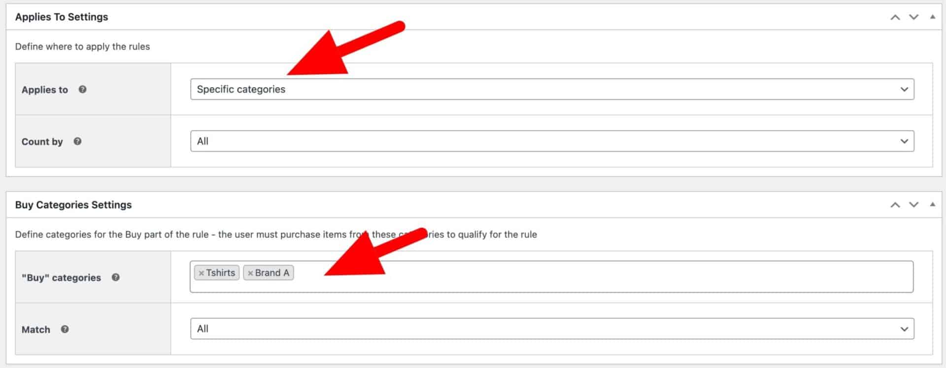 WooCommerce discount rule setting for taxonomies and brands