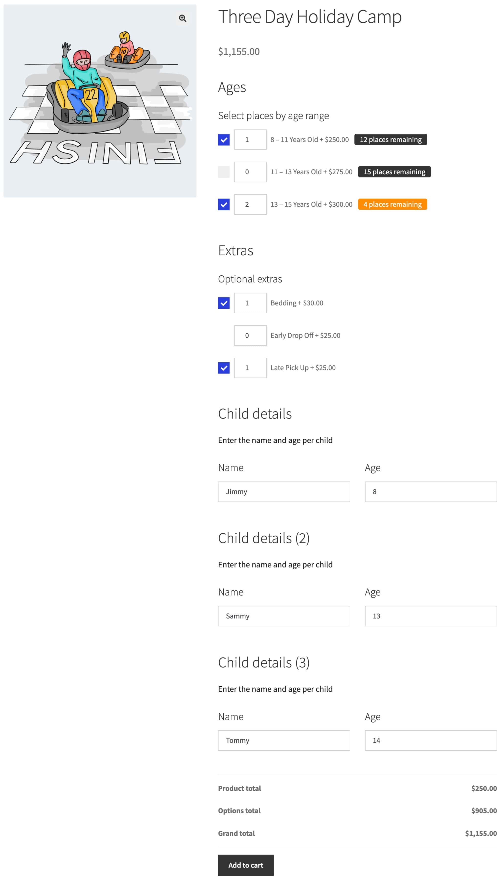 Alternative kids holiday camp activities product page