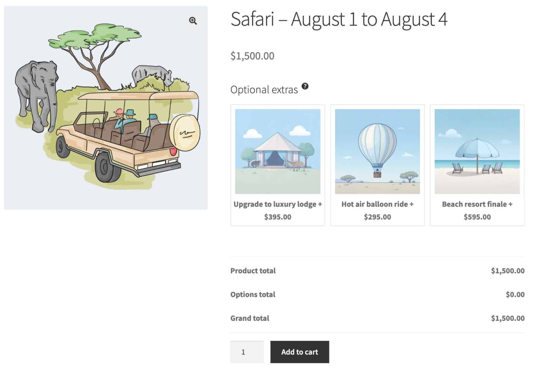 WooCommerce safari product