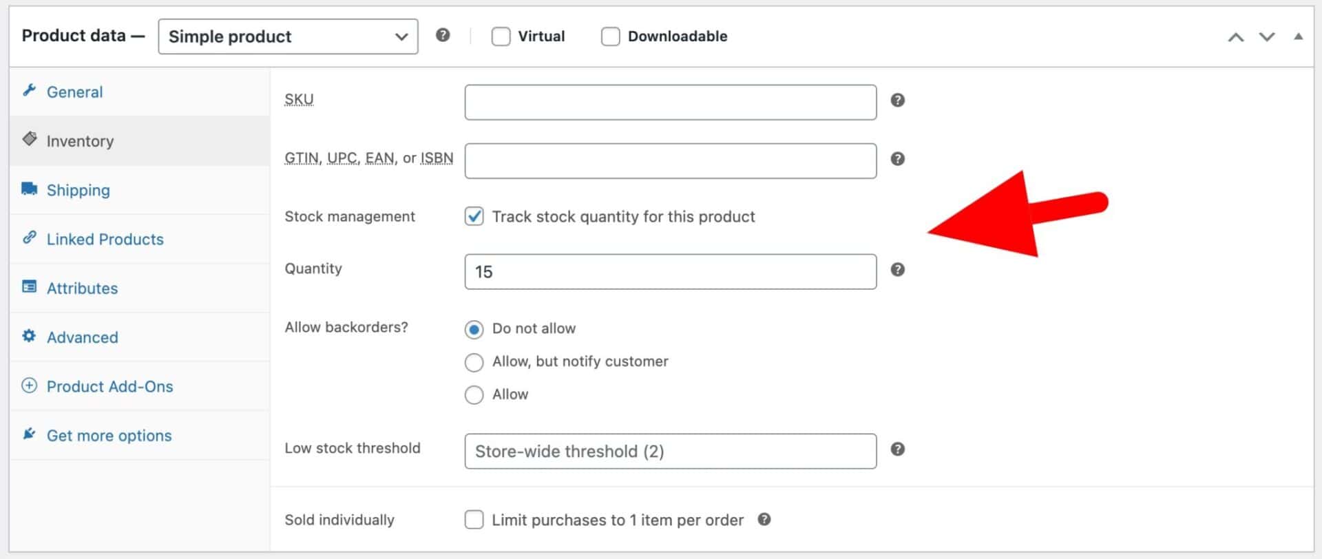 Stock management in WooCommerce