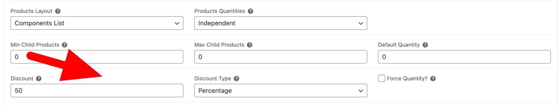 Discount settings for child products