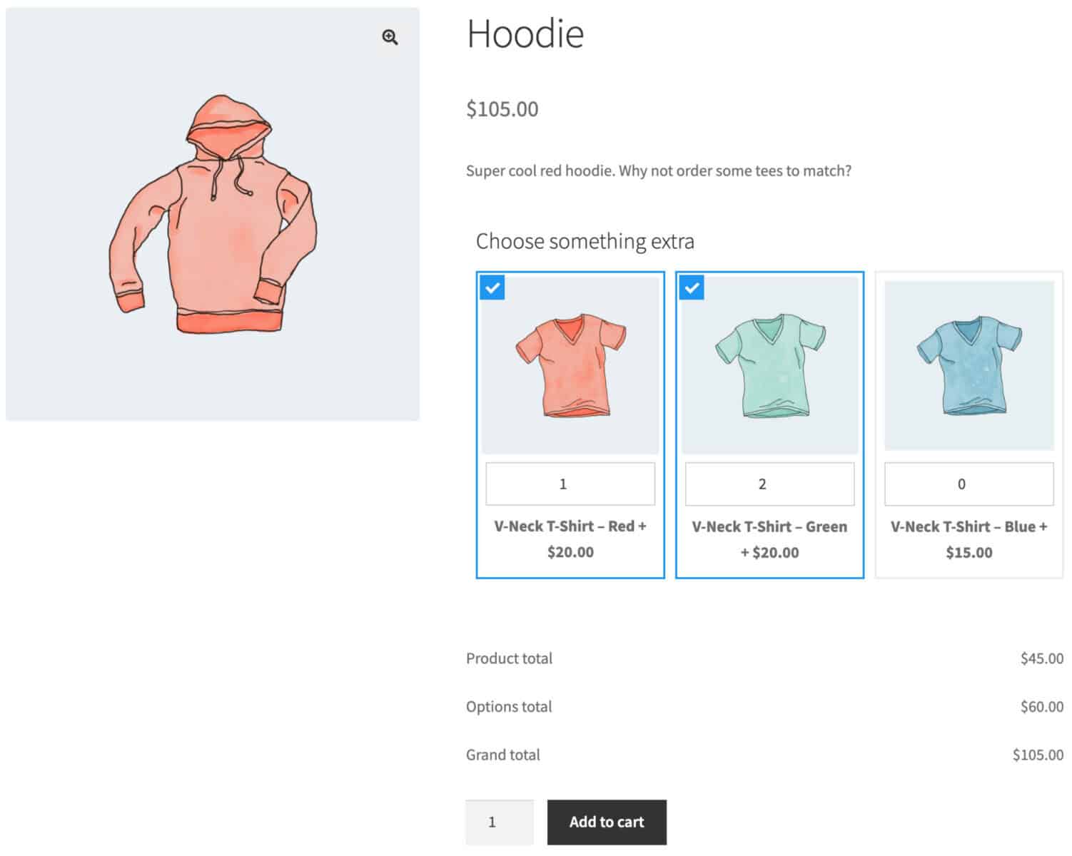 An example of WooCommerce child products