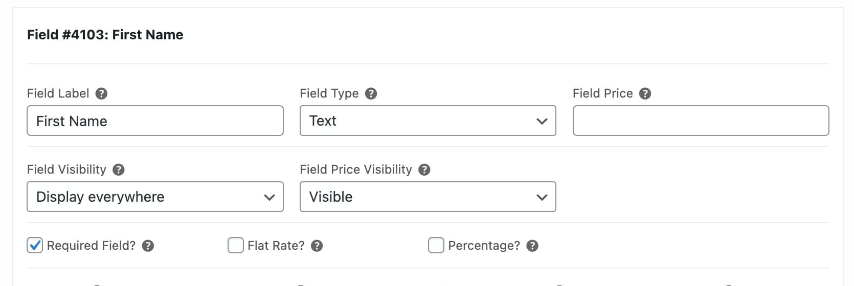 Field for diner's name