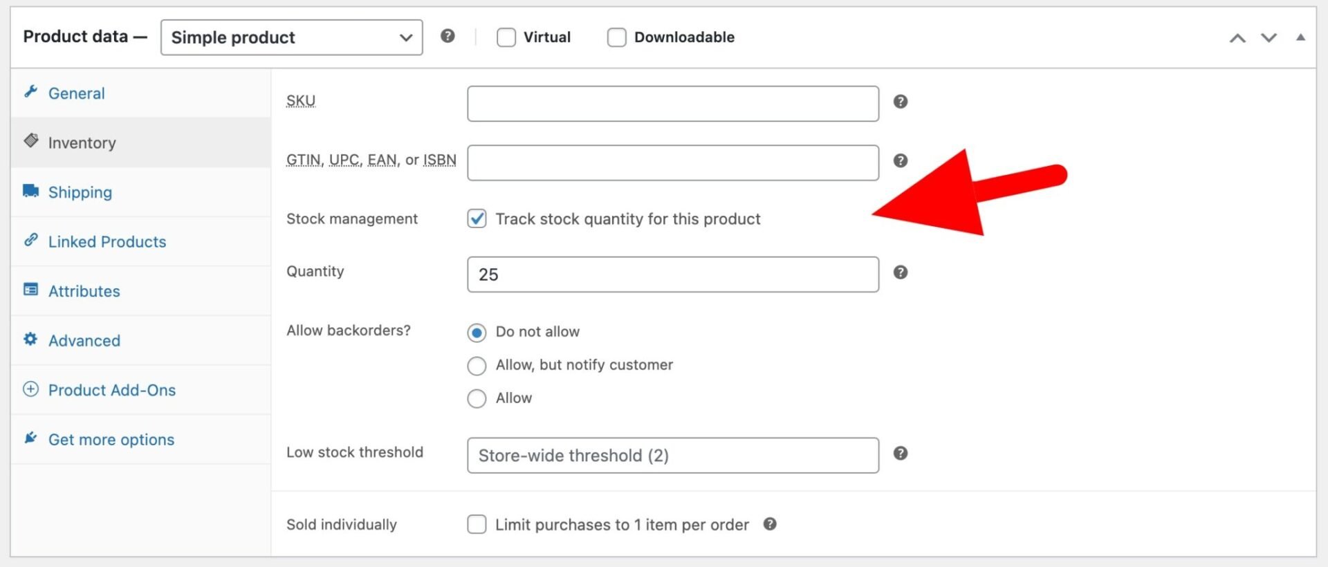 Limit available places by setting the stock level
