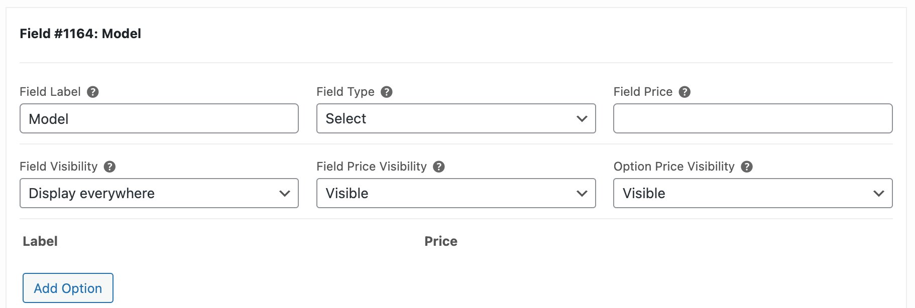 Models field setting