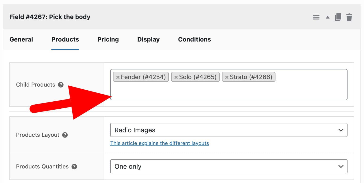 WooCommerce product components settings