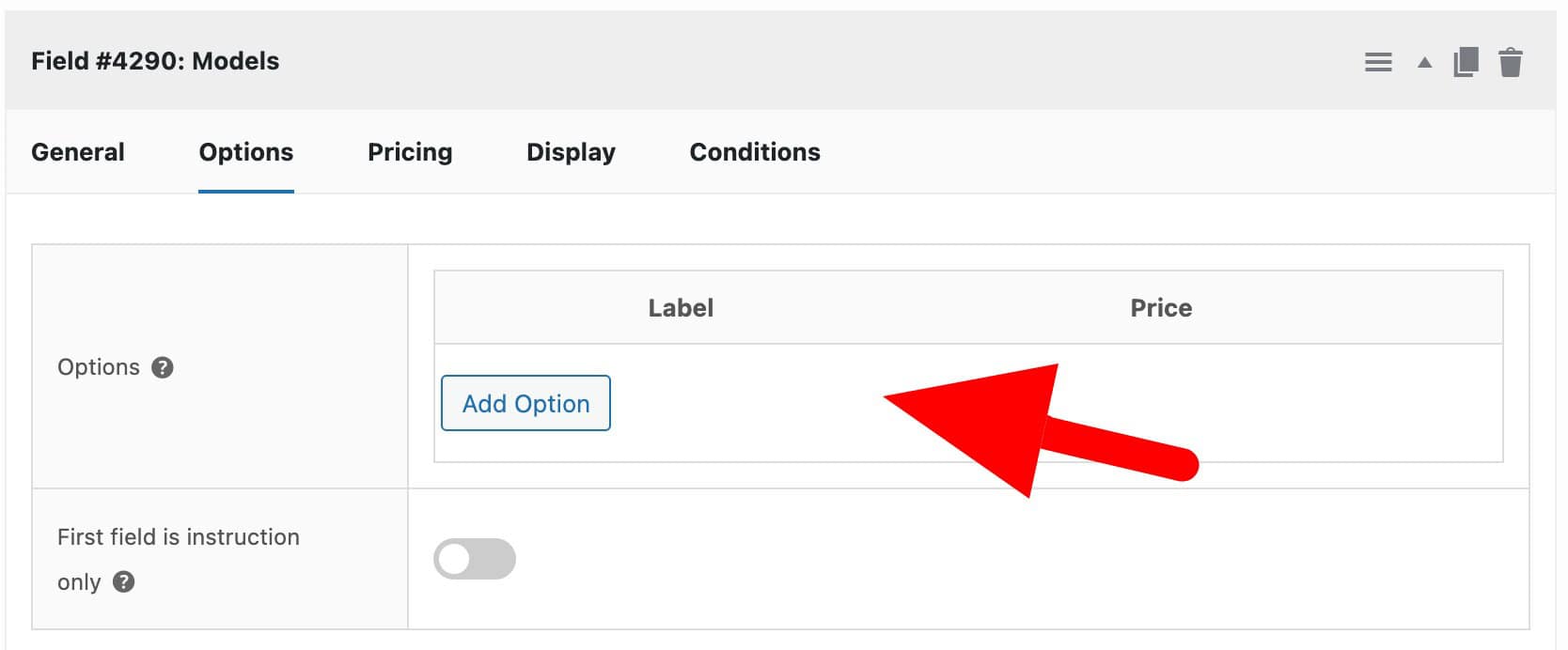 Models field setting